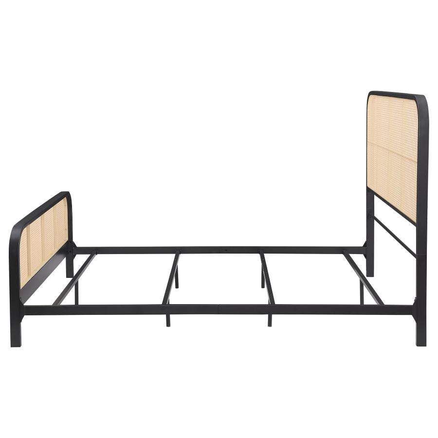 Lanewood Open Cane Webbing Metal Queen Bed Black-5