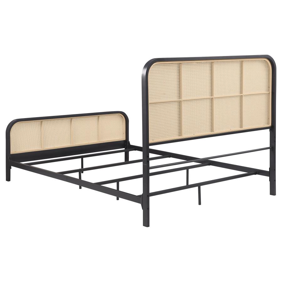 Lanewood Open Cane Webbing Metal Queen Bed Black-6