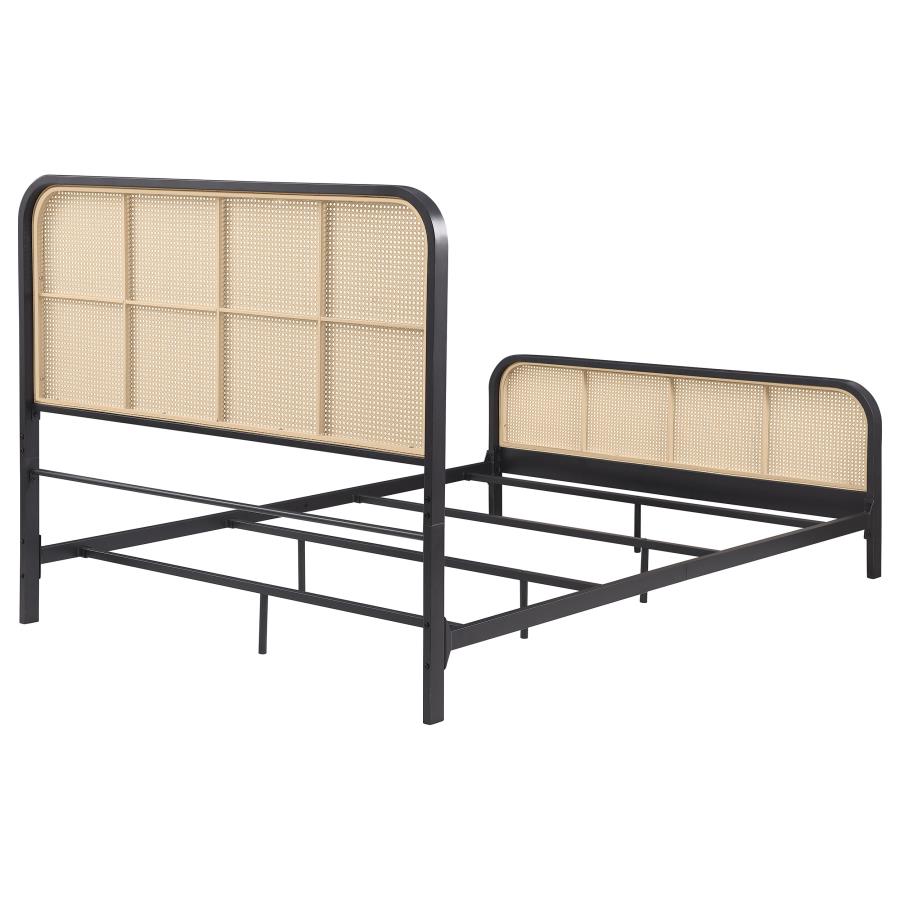 Lanewood Open Cane Webbing Metal Queen Bed Black-7