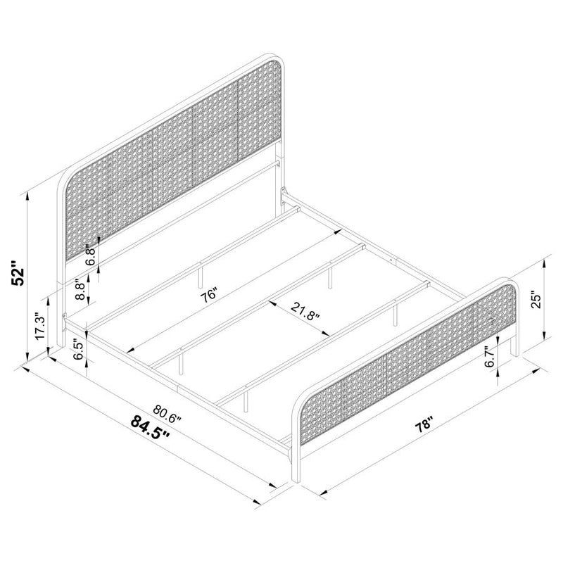 Lanewood Open Cane Webbing Metal Eastern King Bed White-zoom-
