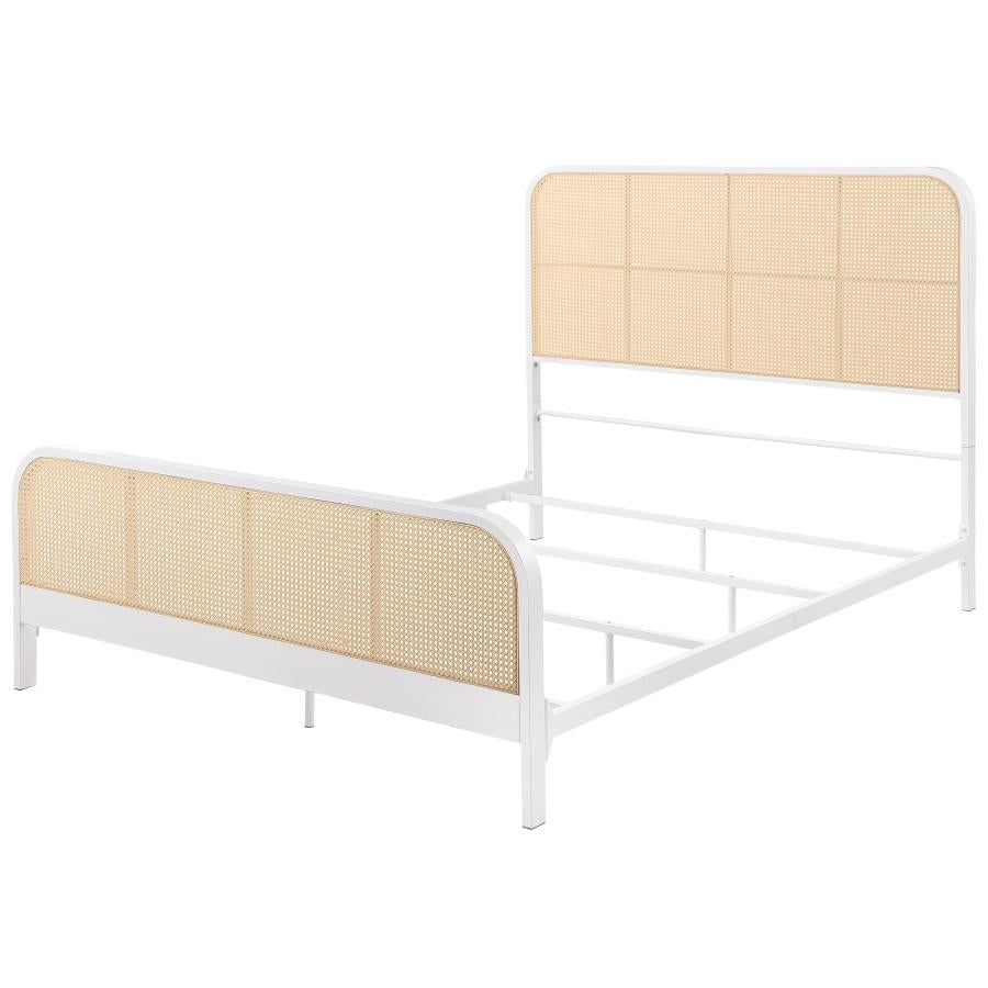 Lanewood Open Cane Webbing Metal Queen Bed White-4