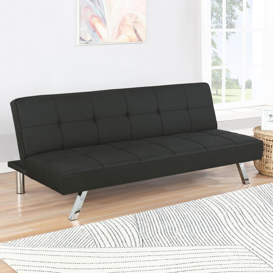 Joel Upholstered Tufted Convertible Sofa Bed Black-zoom-2