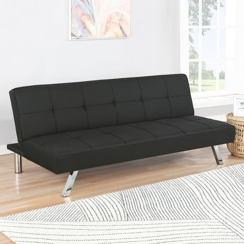 Joel Upholstered Tufted Convertible Sofa Bed Black-zoom-
