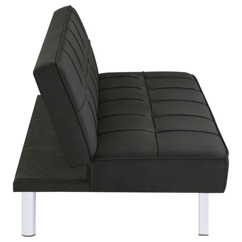 Joel Upholstered Tufted Convertible Sofa Bed Black-zoom-