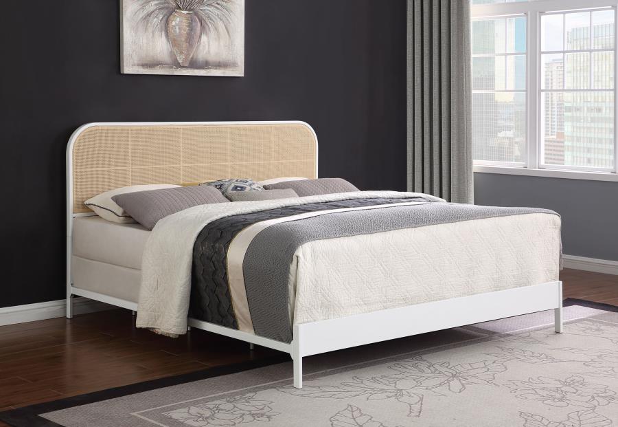 Amherst Radio Weave Rattan Metal Eastern King Bed White-2