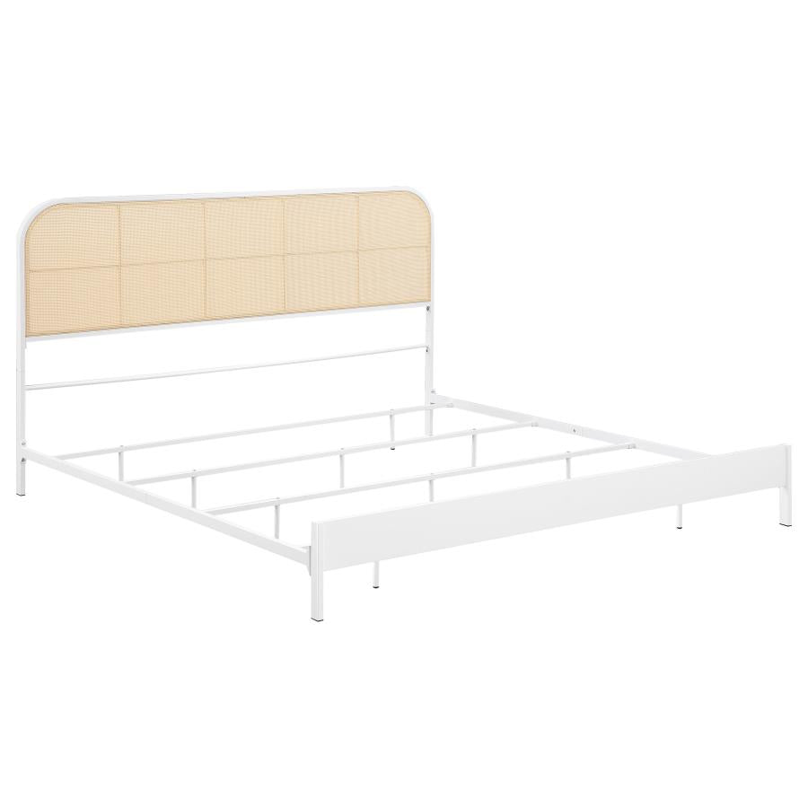 Amherst Radio Weave Rattan Metal Eastern King Bed White-1