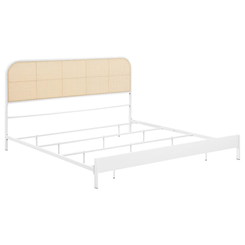 Amherst Radio Weave Rattan Metal Eastern King Bed White-zoom-