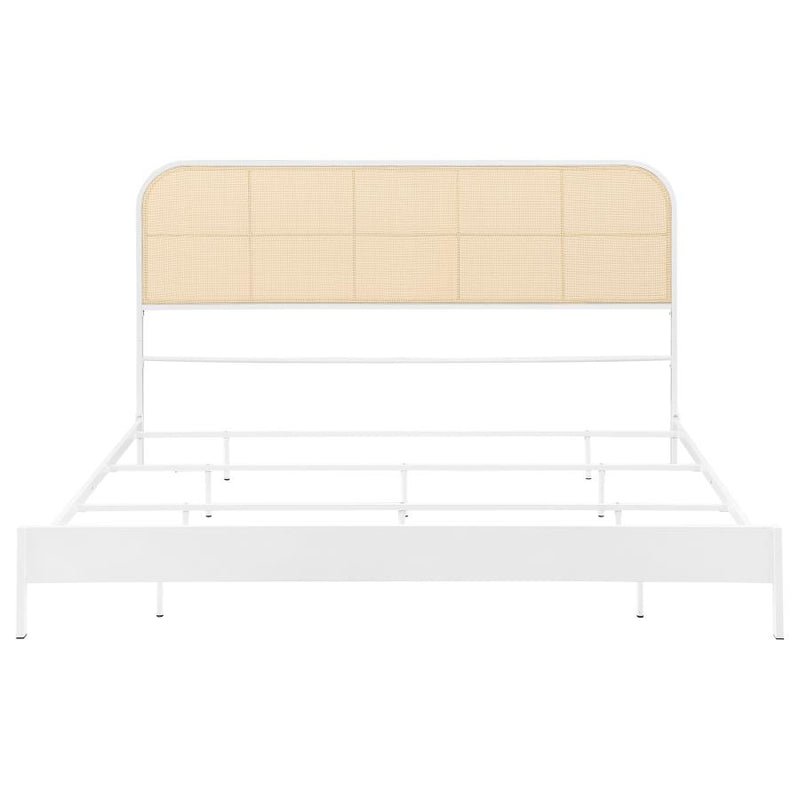 Amherst Radio Weave Rattan Metal Eastern King Bed White-zoom-
