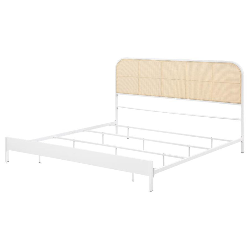 Amherst Radio Weave Rattan Metal Eastern King Bed White-zoom-