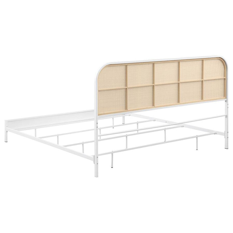 Amherst Radio Weave Rattan Metal Eastern King Bed White-zoom-