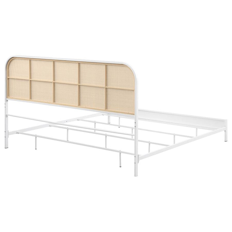 Amherst Radio Weave Rattan Metal Eastern King Bed White-zoom-