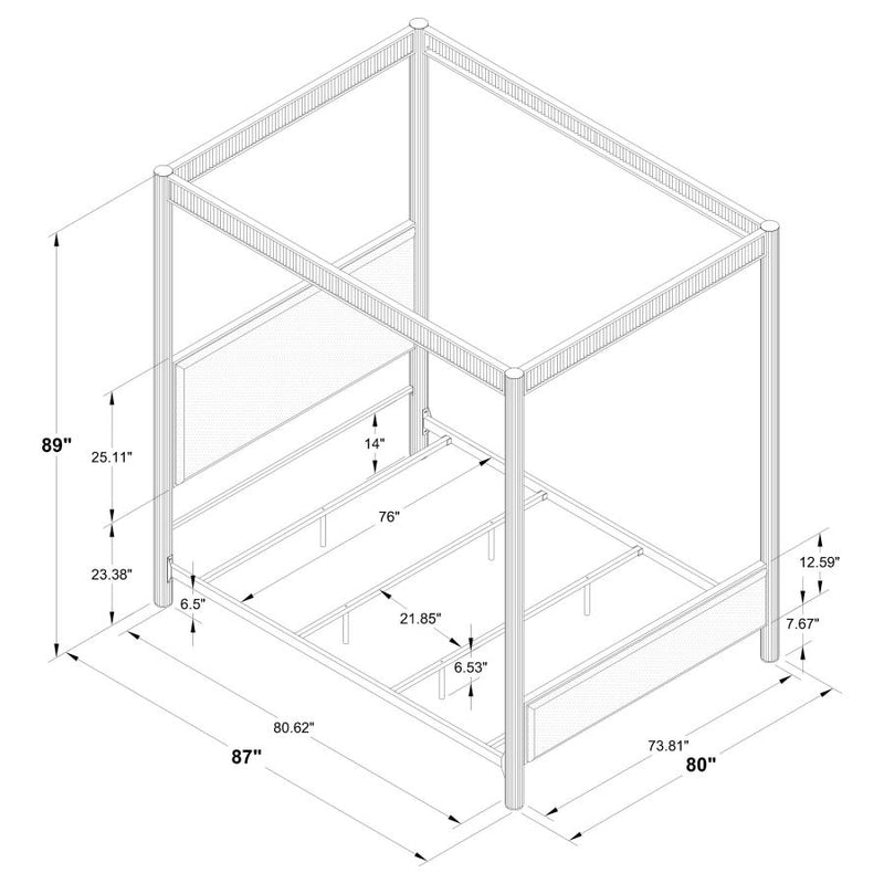Zimmerlee 89-inch Metal Eastern King Canopy Bed Rust Brown-zoom-