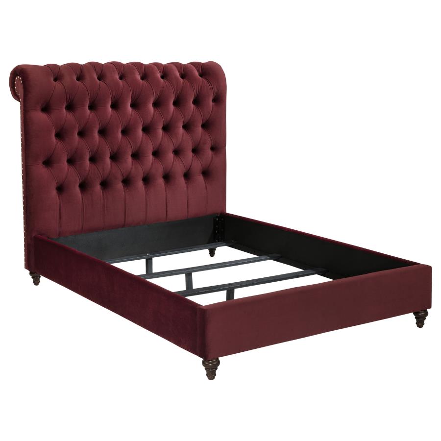 Devon 5-piece Full Bedroom Set Wine Red and Dark Oak-zoom-3