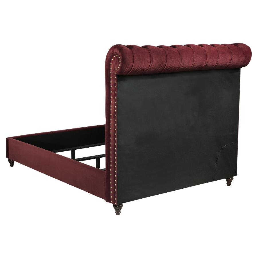 Devon 5-piece Full Bedroom Set Wine Red and Dark Oak-zoom-4