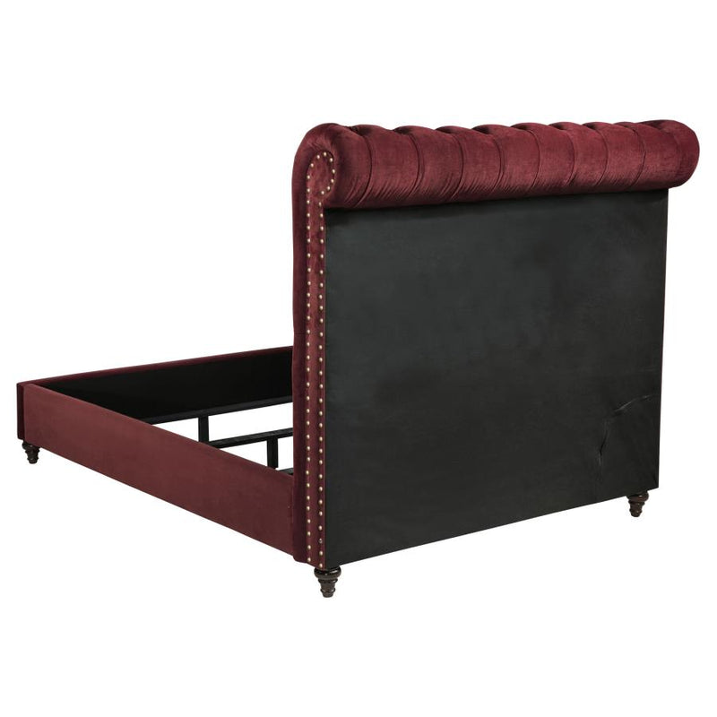 Devon 5-piece Full Bedroom Set Wine Red and Dark Oak-zoom-