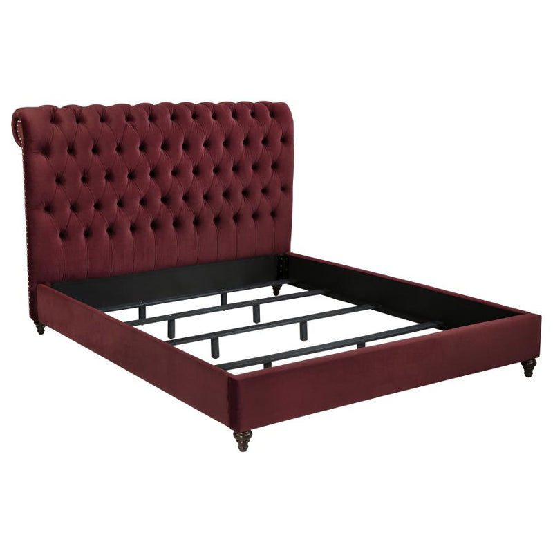 Devon 4-piece Eastern King Bedroom Set Wine Red and Dark Oak-zoom-