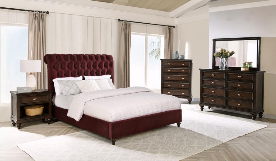Devon 5-piece Queen Bedroom Set Wine Red and Dark Oak-zoom-1