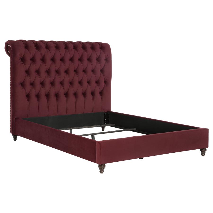 Devon 5-piece Queen Bedroom Set Wine Red and Dark Oak-3