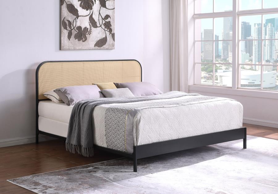 Amherst Radio Weave Rattan Metal Eastern King Bed Black-2