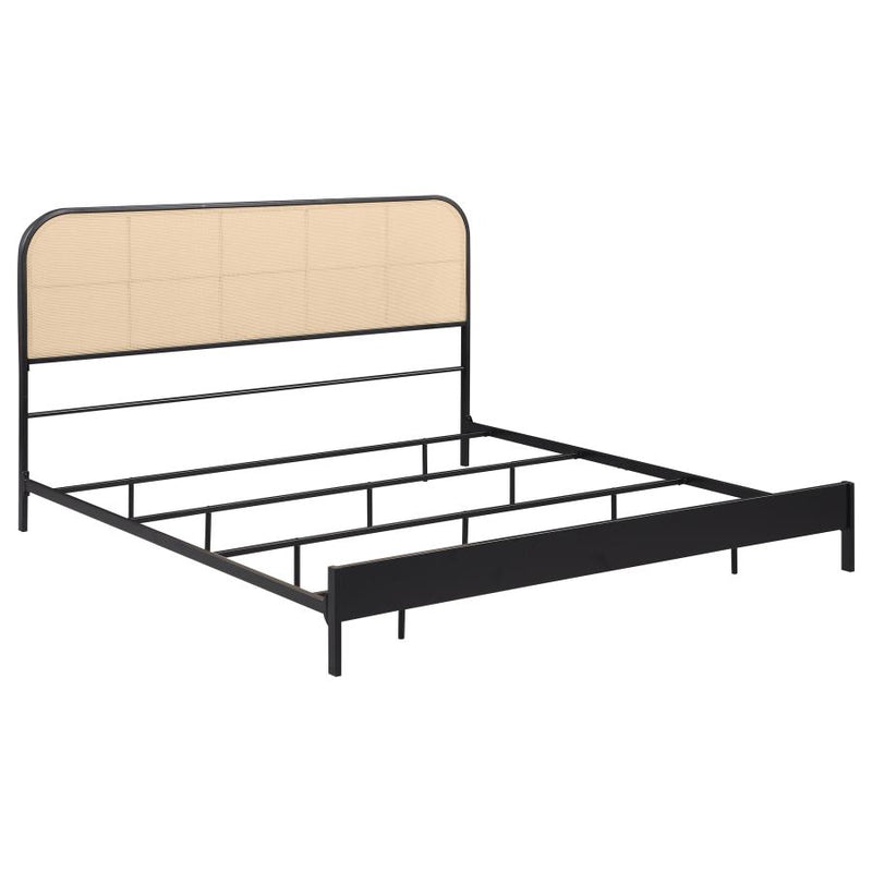 Amherst Radio Weave Rattan Metal Eastern King Bed Black-zoom-
