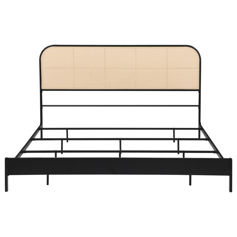 Amherst Radio Weave Rattan Metal Eastern King Bed Black-3