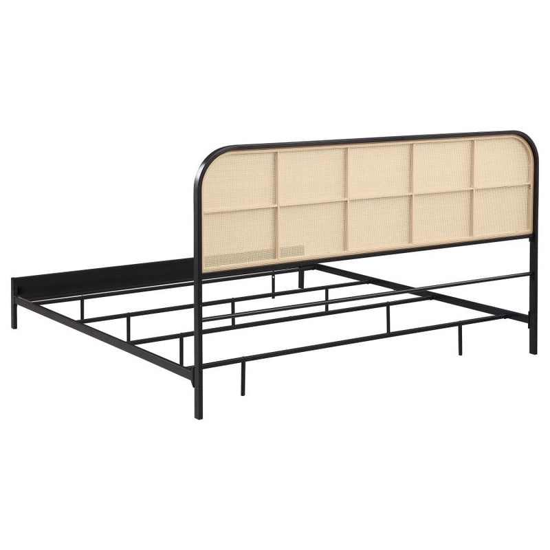 Amherst Radio Weave Rattan Metal Eastern King Bed Black-zoom-