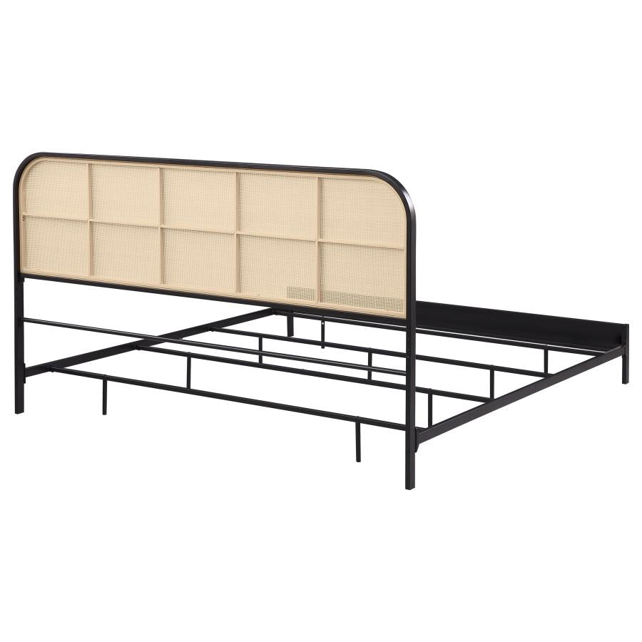 Amherst Radio Weave Rattan Metal Eastern King Bed Black-7