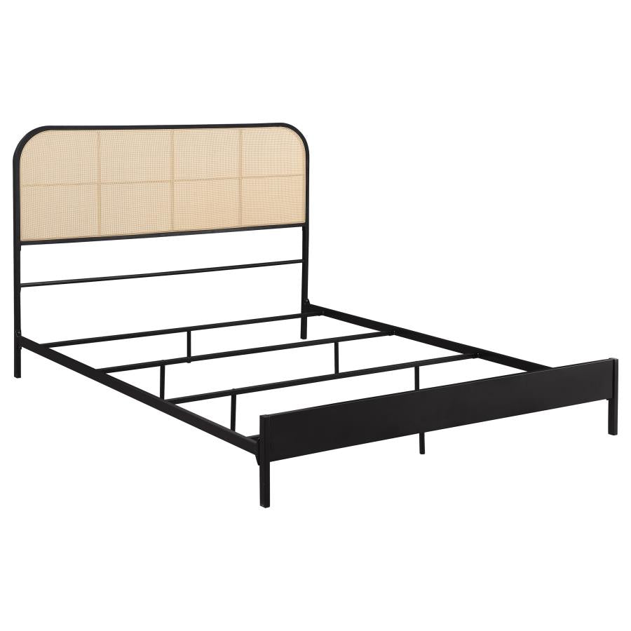 Amherst Radio Weave Rattan Metal Queen Bed Black-1
