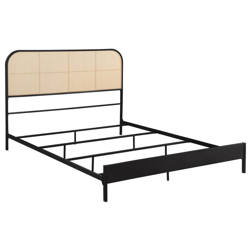 Amherst Radio Weave Rattan Metal Queen Bed Black-zoom-