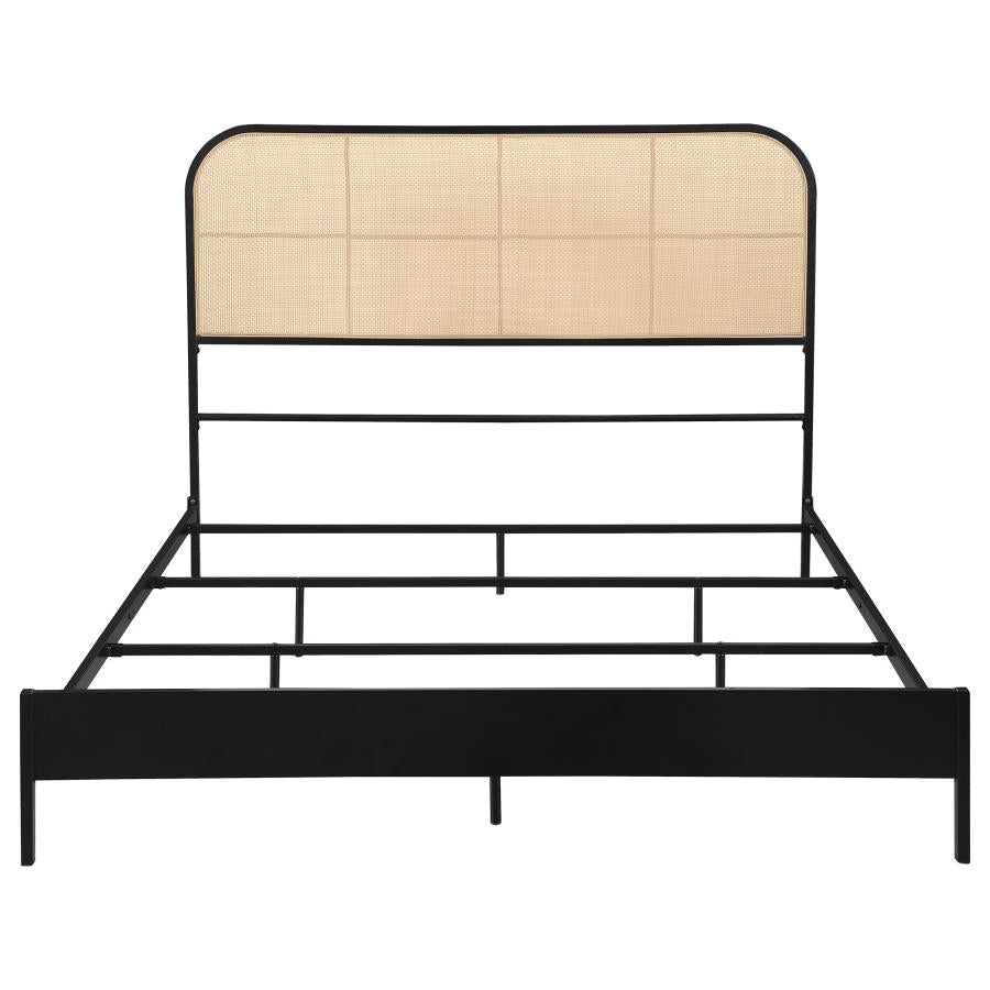 Amherst Radio Weave Rattan Metal Queen Bed Black-zoom-3