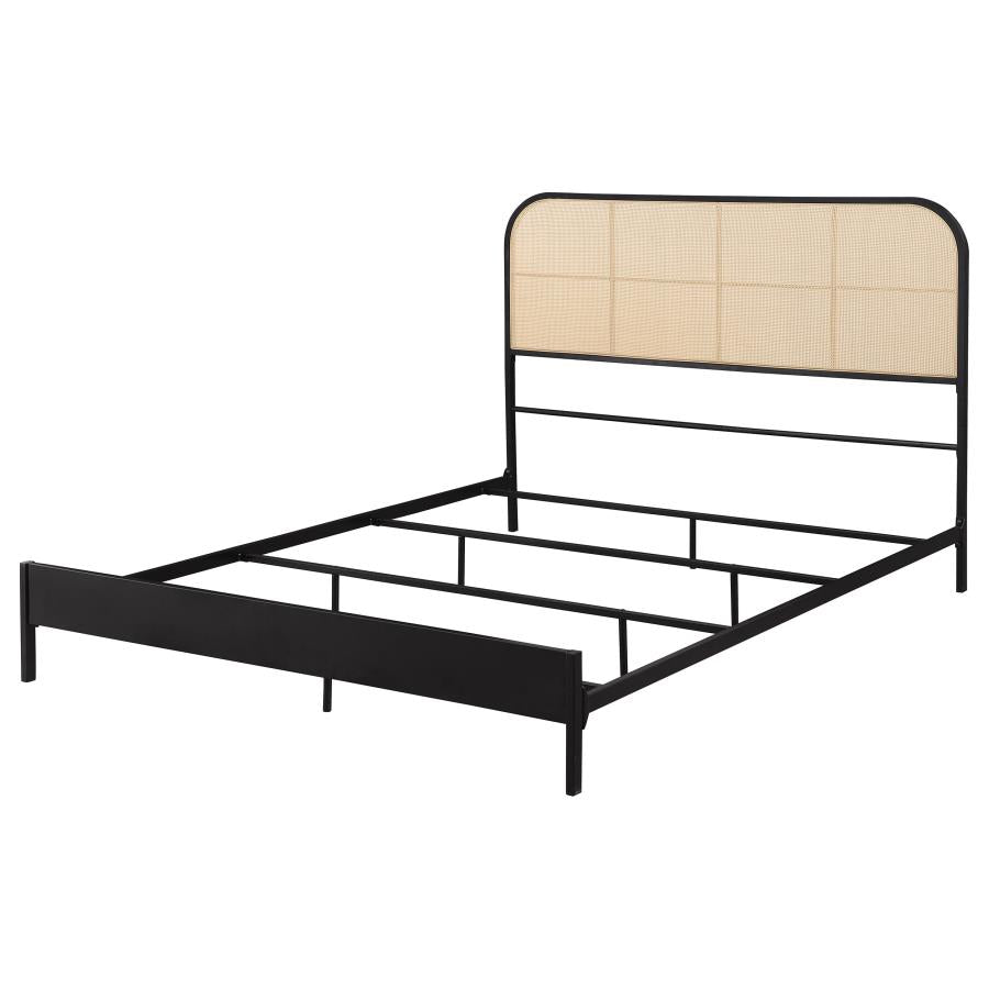 Amherst Radio Weave Rattan Metal Queen Bed Black-zoom-4