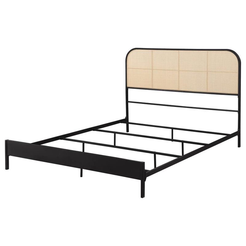 Amherst Radio Weave Rattan Metal Queen Bed Black-zoom-