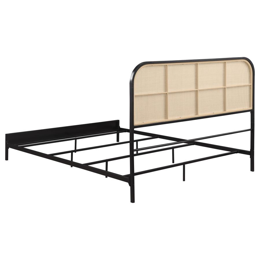 Amherst Radio Weave Rattan Metal Queen Bed Black-6