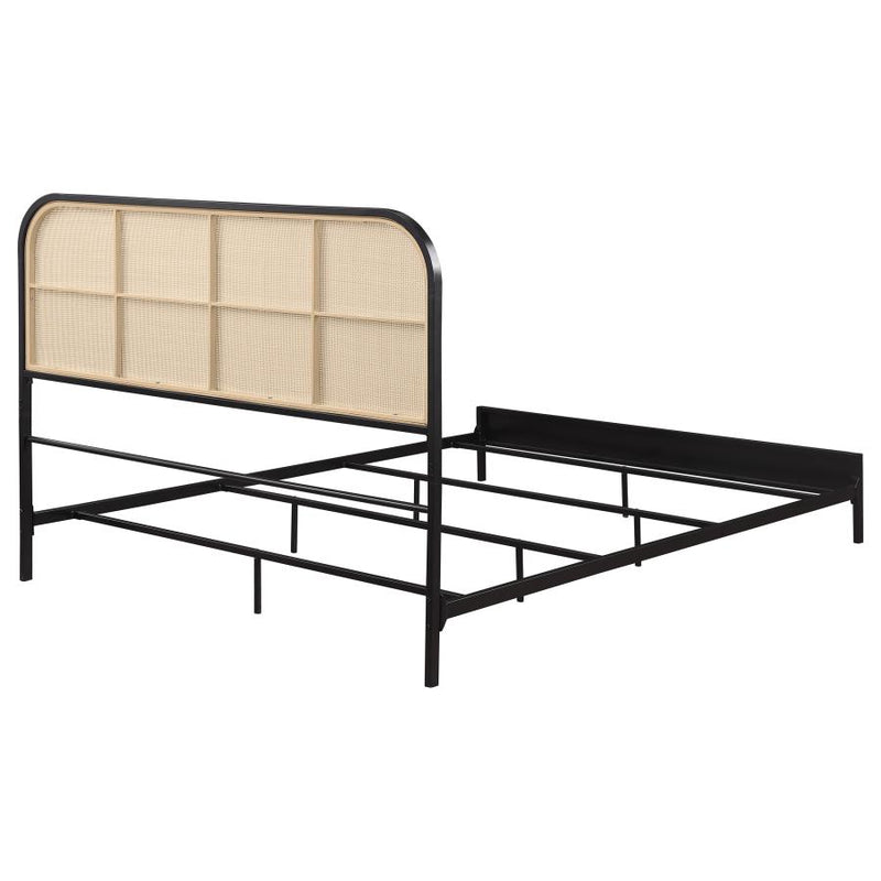 Amherst Radio Weave Rattan Metal Queen Bed Black-zoom-