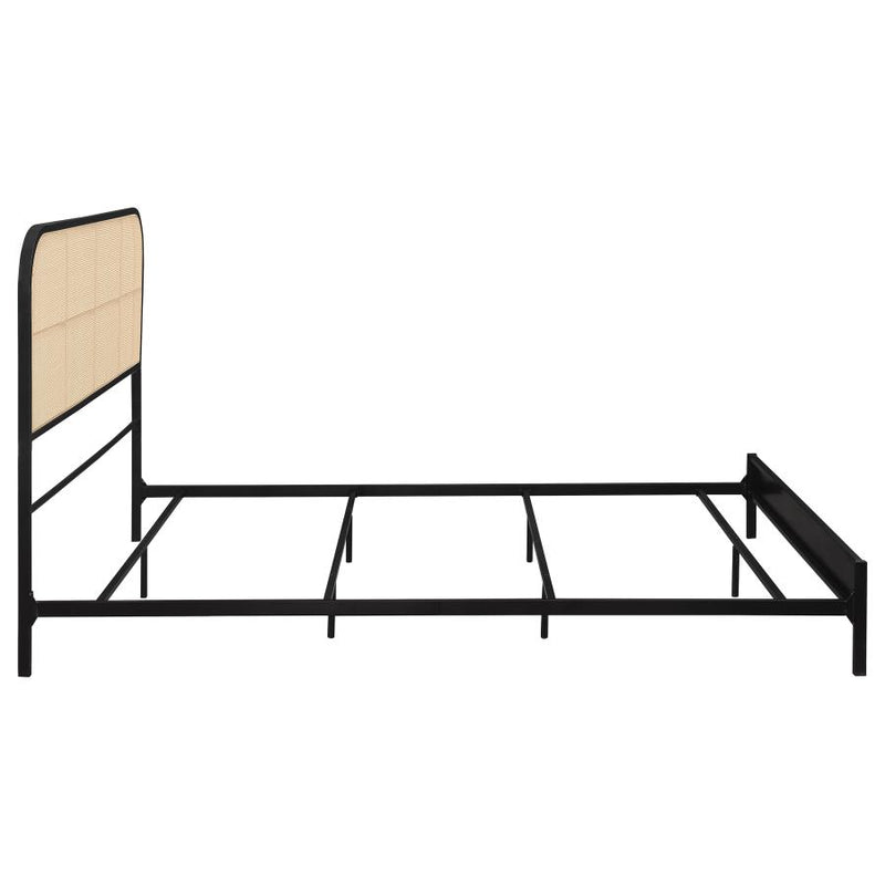 Amherst Radio Weave Rattan Metal Queen Bed Black-zoom-