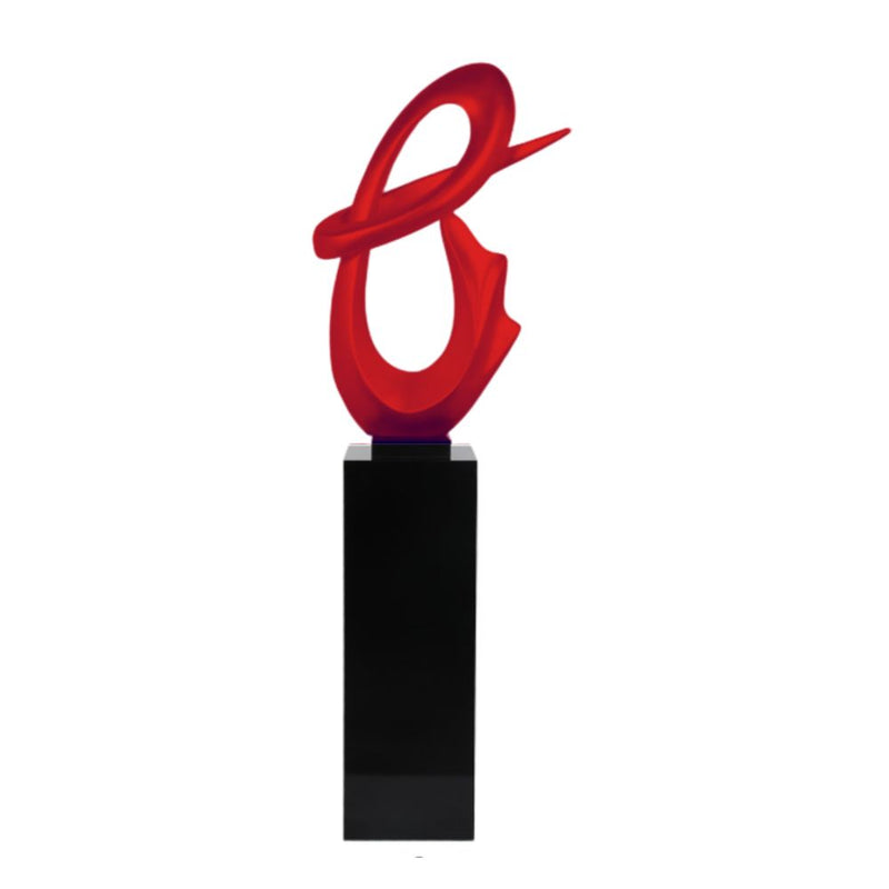 Red Fluid Abstract Floor Sculpture With Black Stand, 59-zoom-