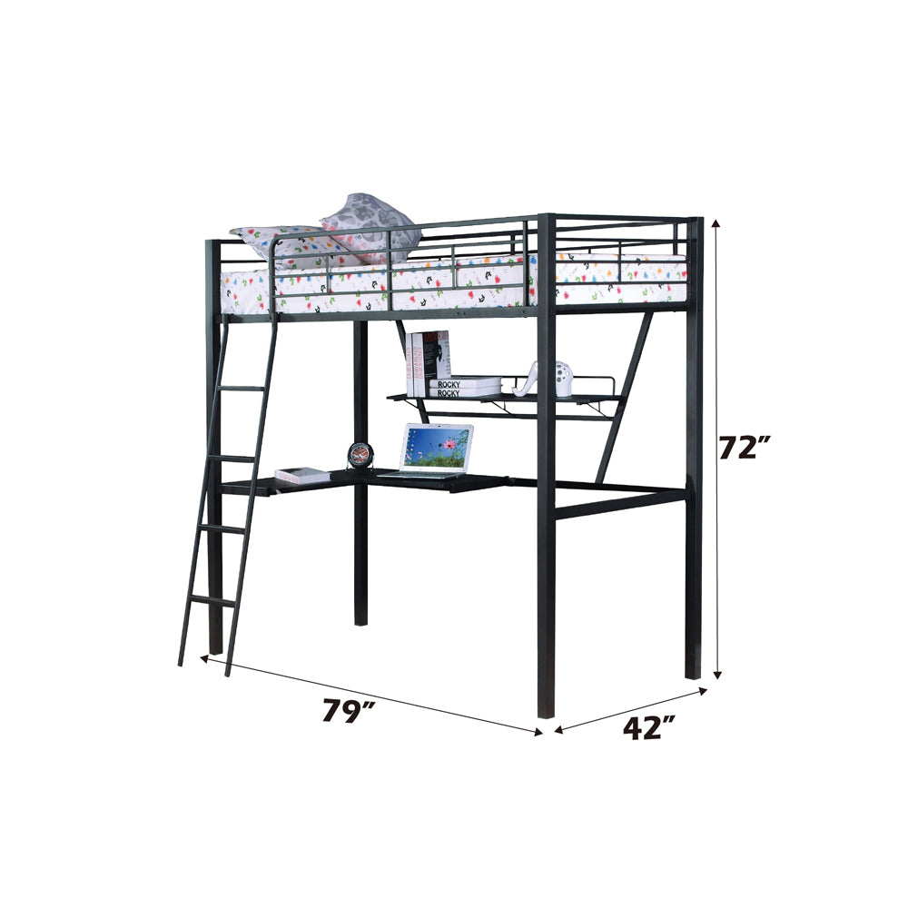 ACME Senon Loft Bed with Desk – side view – Lusso Furniture Miami