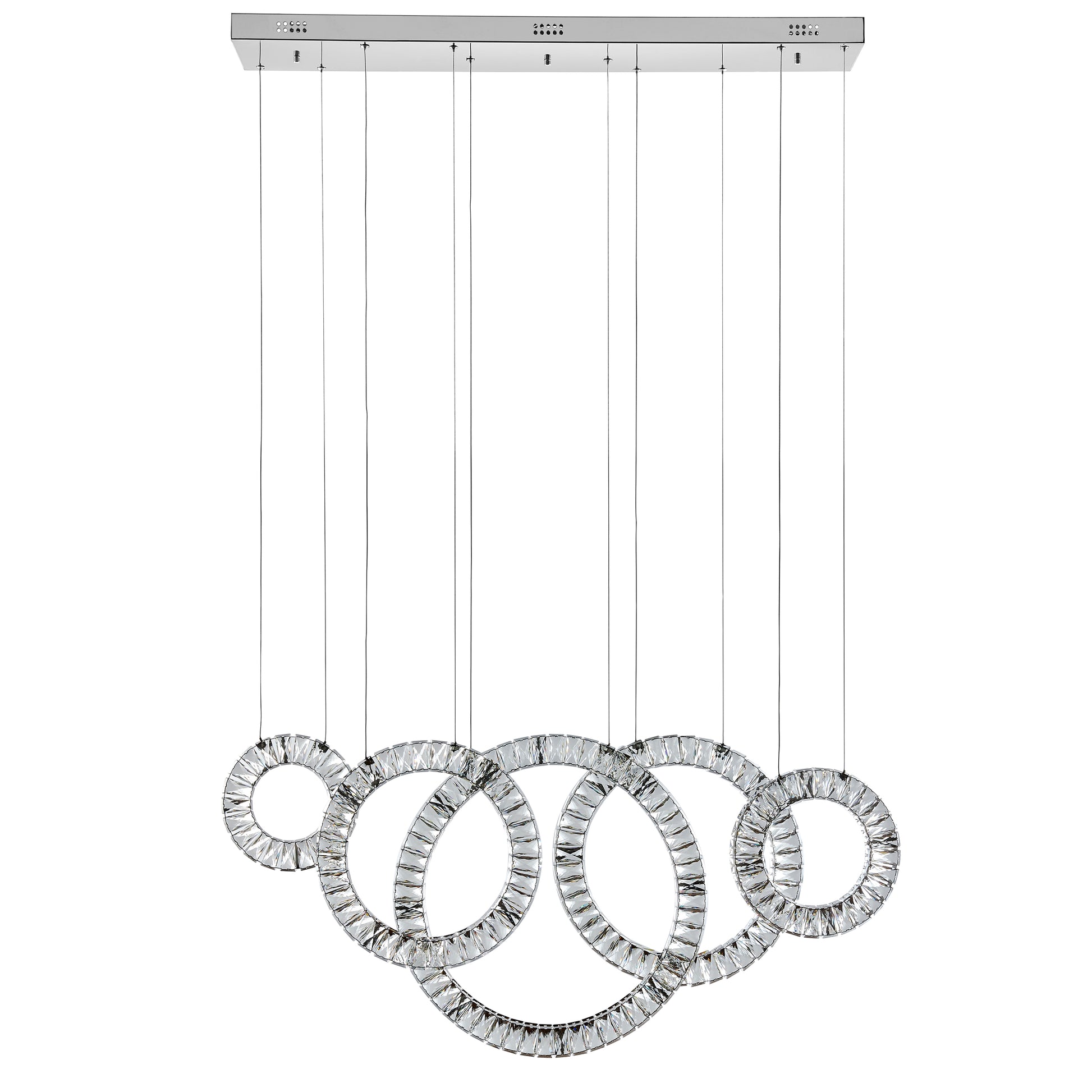 5 Hoop Crystal Progression Chandelier // Chrome-1