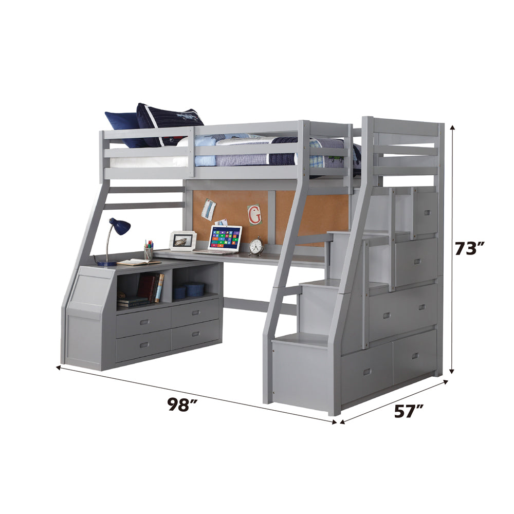 ACME Jason II Storage Loft Bed – side view – Lusso Furniture Miami