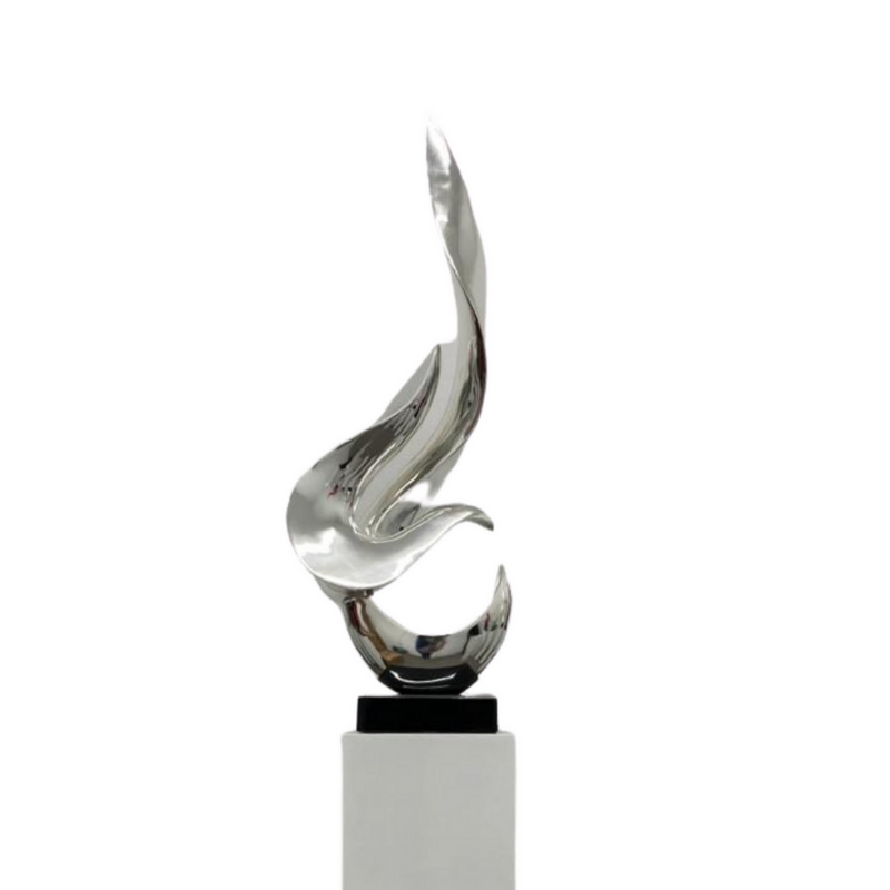 Chrome Flame Sculpture // TOP ONLY-zoom-