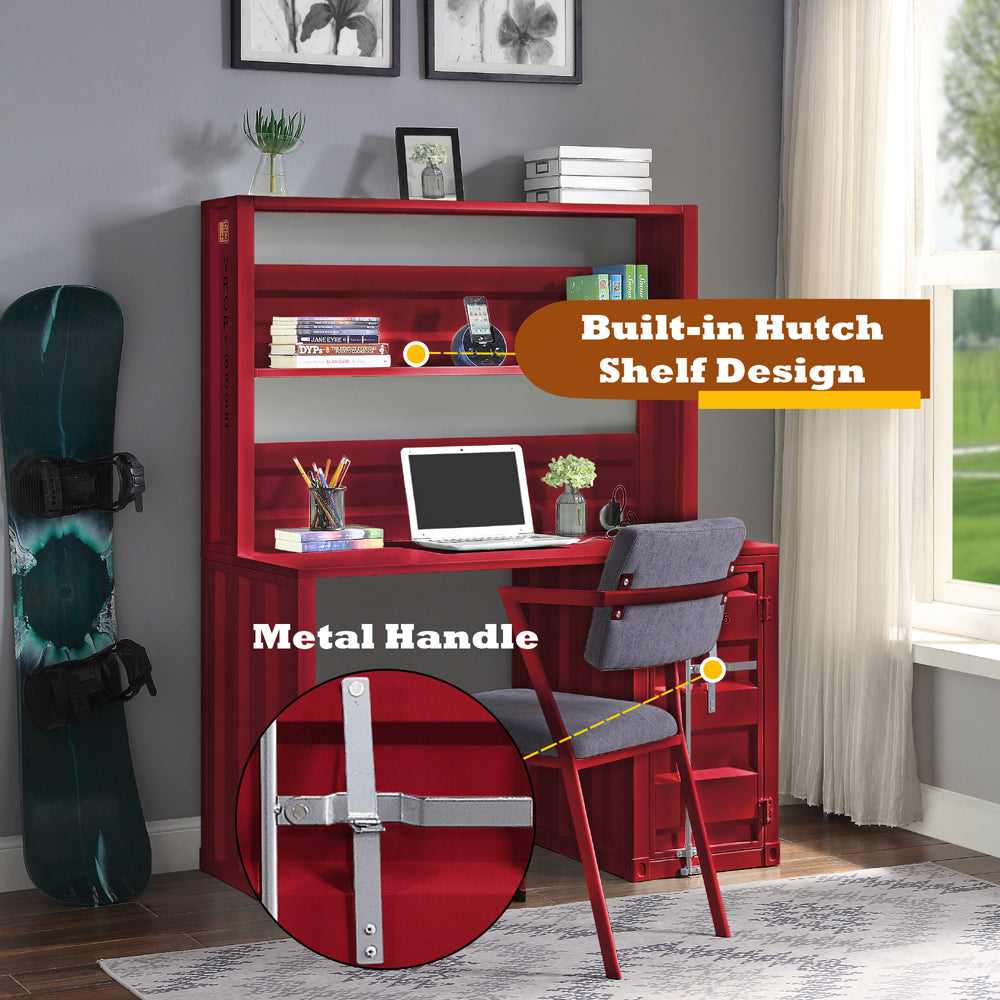 ACME Cargo Writing Desk with Hutch – side view – Lusso Furniture Miami