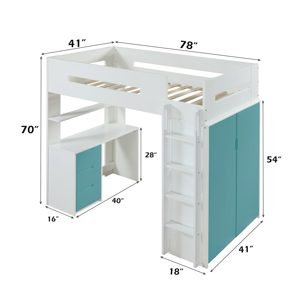 ACME Nerice Loft Bed with Desk – view 14 – Lusso Furniture Miami