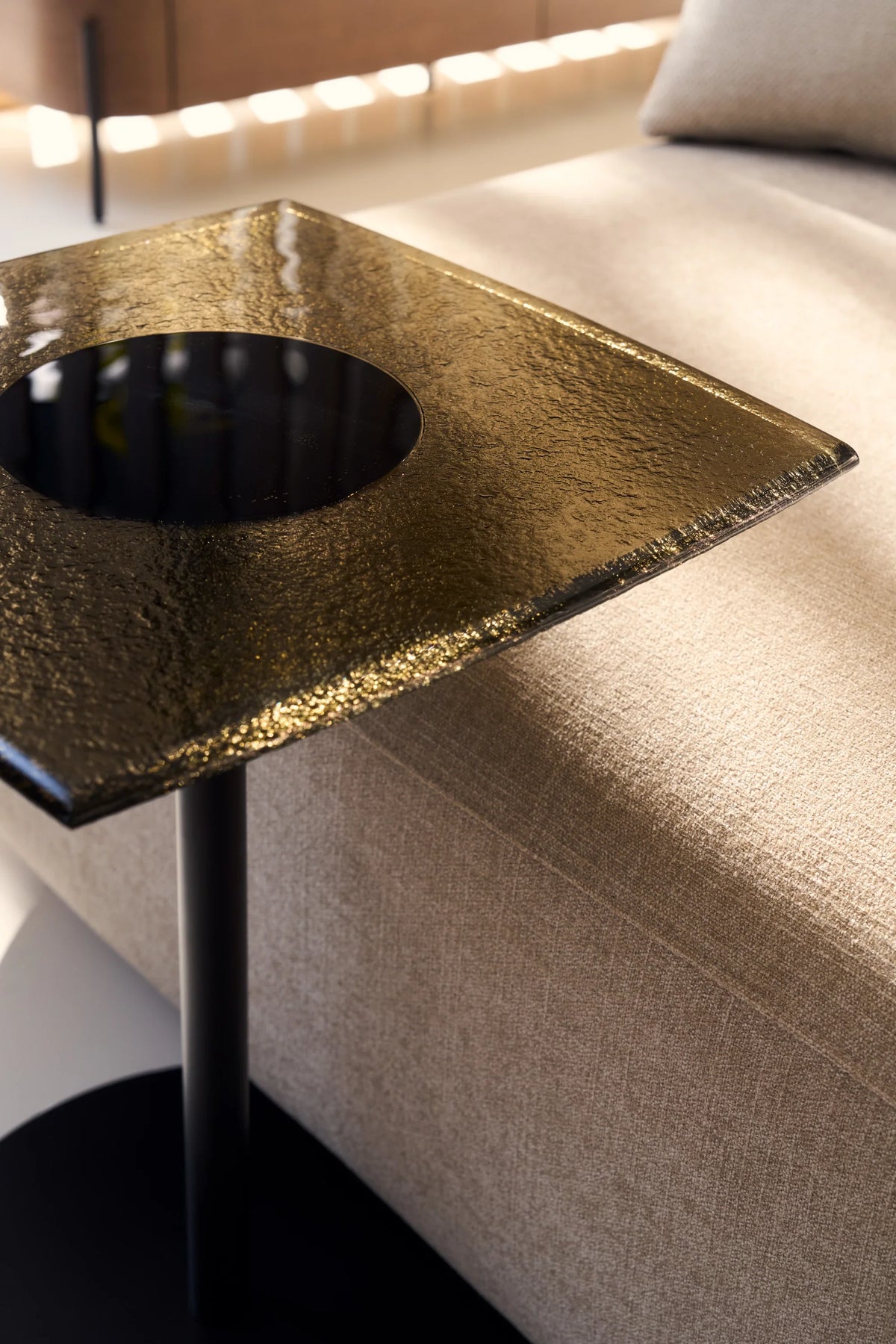 Caracole Resurface Side Table – front view – Lusso Furniture Miami