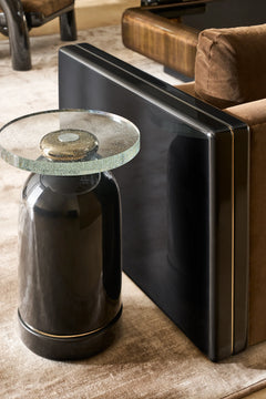Caracole Gelee Glass Top Side Table – side view – Lusso Furniture Miami