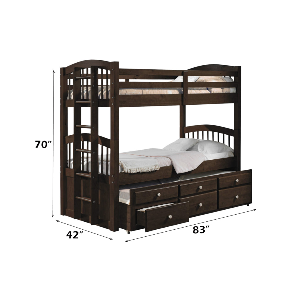 ACME Micah Bunk Bed with Trundle – angle view – Lusso Furniture Miami