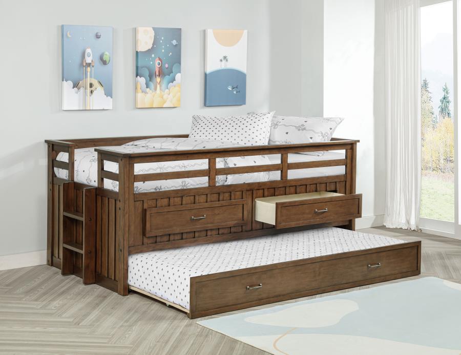 Carlsbad Wood Twin Captains Bed With Trundle Medium Brown-zoom-2