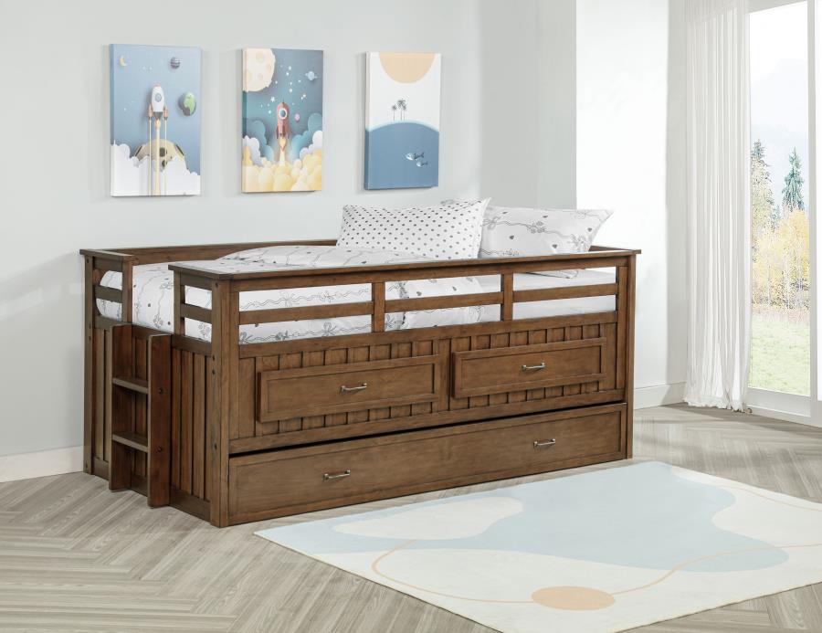Carlsbad Wood Twin Captains Bed With Trundle Medium Brown-zoom-3