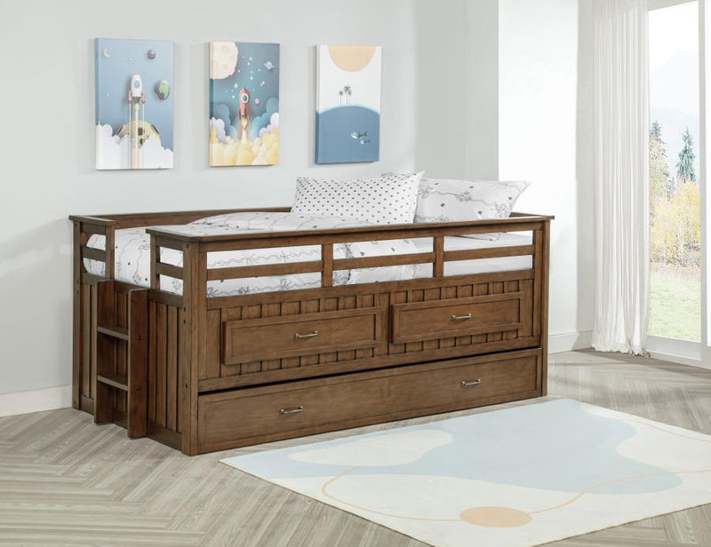 Carlsbad Wood Twin Captains Bed With Trundle Medium Brown-zoom-