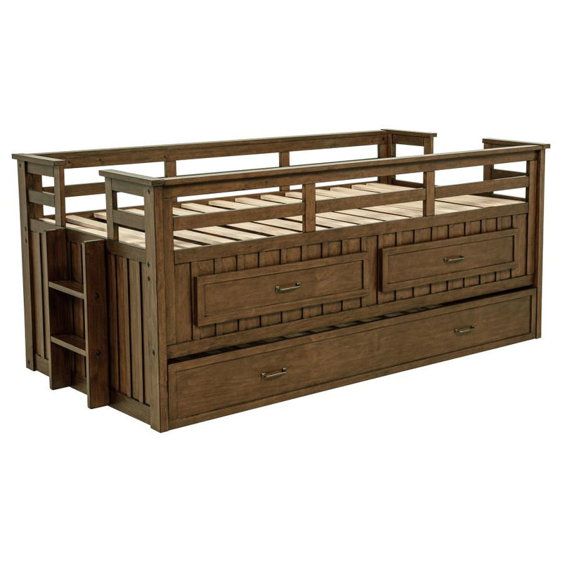 Carlsbad Wood Twin Captains Bed With Trundle Medium Brown-zoom-