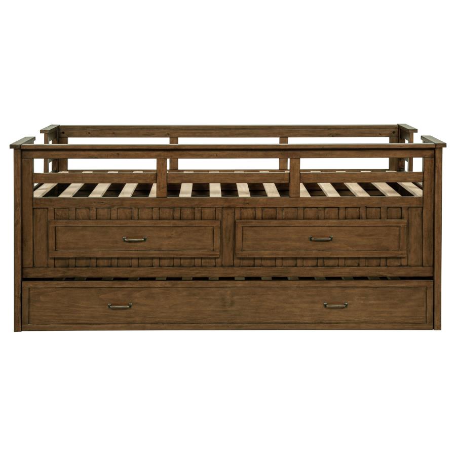 Carlsbad Wood Twin Captains Bed With Trundle Medium Brown-5